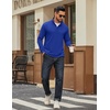 image:imageCOOFANDY Mens Quarter Zip Pullover Sweatshirt Mock Neck Quilted Sweatshirt Lightweight Casual Long Sleeve Polo ShirtDeep Blue