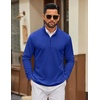 image:imageCOOFANDY Mens Quarter Zip Pullover Sweatshirt Mock Neck Quilted Sweatshirt Lightweight Casual Long Sleeve Polo ShirtDeep Blue