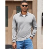image:imageCOOFANDY Mens Quarter Zip Pullover Sweatshirt Mock Neck Quilted Sweatshirt Lightweight Casual Long Sleeve Polo ShirtLight Grey