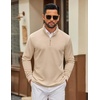 image:imageCOOFANDY Mens Quarter Zip Pullover Sweatshirt Mock Neck Quilted Sweatshirt Lightweight Casual Long Sleeve Polo ShirtLight Khaki