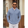 image:imageCOOFANDY Mens Quarter Zip Pullover Sweatshirt Mock Neck Quilted Sweatshirt Lightweight Casual Long Sleeve Polo ShirtSky Blue