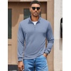 image:imageCOOFANDY Mens Quarter Zip Pullover Sweatshirt Mock Neck Quilted Sweatshirt Lightweight Casual Long Sleeve Polo ShirtSky Blue