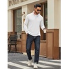 image:imageCOOFANDY Mens Quarter Zip Pullover Sweatshirt Mock Neck Quilted Sweatshirt Lightweight Casual Long Sleeve Polo ShirtWhite