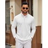image:imageCOOFANDY Mens Quarter Zip Pullover Sweatshirt Mock Neck Quilted Sweatshirt Lightweight Casual Long Sleeve Polo ShirtWhite