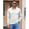 image:imageCOOFANDY Mens Quarter Zip Pullover Sweatshirt Mock Neck Quilted Sweatshirt Lightweight Casual Long Sleeve Polo ShirtWhite