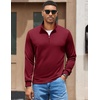 image:imageCOOFANDY Mens Quarter Zip Pullover Sweatshirt Mock Neck Quilted Sweatshirt Lightweight Casual Long Sleeve Polo ShirtWine Red