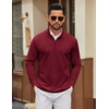 image:imageCOOFANDY Mens Quarter Zip Pullover Sweatshirt Mock Neck Quilted Sweatshirt Lightweight Casual Long Sleeve Polo ShirtWine Red