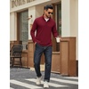 image:imageCOOFANDY Mens Quarter Zip Pullover Sweatshirt Mock Neck Quilted Sweatshirt Lightweight Casual Long Sleeve Polo ShirtWine Red