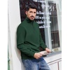 image:imageCOOFANDY Mens Quarter Zip Pullover Sweatshirts Lightweight Long Sleeve Mock Neck Sweater PoloArmy Green