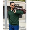 image:imageCOOFANDY Mens Quarter Zip Pullover Sweatshirts Lightweight Long Sleeve Mock Neck Sweater PoloArmy Green