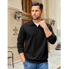image:imageCOOFANDY Mens Quarter Zip Pullover Sweatshirts Lightweight Long Sleeve Mock Neck Sweater PoloBlack