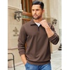image:imageCOOFANDY Mens Quarter Zip Pullover Sweatshirts Lightweight Long Sleeve Mock Neck Sweater PoloBrown