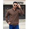 image:imageCOOFANDY Mens Quarter Zip Pullover Sweatshirts Lightweight Long Sleeve Mock Neck Sweater PoloBrown