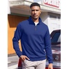 image:imageCOOFANDY Mens Quarter Zip Pullover Sweatshirts Lightweight Long Sleeve Mock Neck Sweater PoloDark Blue
