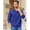 image:imageCOOFANDY Mens Quarter Zip Pullover Sweatshirts Lightweight Long Sleeve Mock Neck Sweater PoloDark Blue
