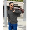 image:imageCOOFANDY Mens Quarter Zip Pullover Sweatshirts Lightweight Long Sleeve Mock Neck Sweater PoloDark Grey