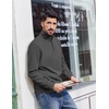 image:imageCOOFANDY Mens Quarter Zip Pullover Sweatshirts Lightweight Long Sleeve Mock Neck Sweater PoloDark Grey