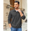 image:imageCOOFANDY Mens Quarter Zip Pullover Sweatshirts Lightweight Long Sleeve Mock Neck Sweater PoloDark Grey