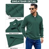 image:imageCOOFANDY Mens Quarter Zip Pullover Sweatshirts Lightweight Long Sleeve Mock Neck Sweater PoloGreen