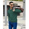 image:imageCOOFANDY Mens Quarter Zip Pullover Sweatshirts Lightweight Long Sleeve Mock Neck Sweater PoloGreen