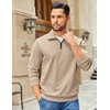 image:imageCOOFANDY Mens Quarter Zip Pullover Sweatshirts Lightweight Long Sleeve Mock Neck Sweater PoloKhaki