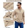 image:imageCOOFANDY Mens Quarter Zip Pullover Sweatshirts Lightweight Long Sleeve Mock Neck Sweater PoloKhaki