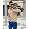 image:imageCOOFANDY Mens Quarter Zip Pullover Sweatshirts Lightweight Long Sleeve Mock Neck Sweater PoloKhaki