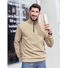 image:imageCOOFANDY Mens Quarter Zip Pullover Sweatshirts Lightweight Long Sleeve Mock Neck Sweater PoloKhaki