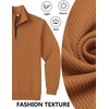 image:imageCOOFANDY Mens Quarter Zip Pullover Sweatshirts Lightweight Long Sleeve Mock Neck Sweater PoloLight Brown