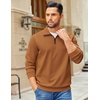image:imageCOOFANDY Mens Quarter Zip Pullover Sweatshirts Lightweight Long Sleeve Mock Neck Sweater PoloLight Brown