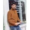 image:imageCOOFANDY Mens Quarter Zip Pullover Sweatshirts Lightweight Long Sleeve Mock Neck Sweater PoloLight Brown