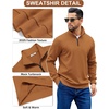 image:imageCOOFANDY Mens Quarter Zip Pullover Sweatshirts Lightweight Long Sleeve Mock Neck Sweater PoloLight Brown