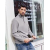 image:imageCOOFANDY Mens Quarter Zip Pullover Sweatshirts Lightweight Long Sleeve Mock Neck Sweater PoloLight Grey