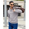 image:imageCOOFANDY Mens Quarter Zip Pullover Sweatshirts Lightweight Long Sleeve Mock Neck Sweater PoloLight Grey