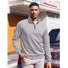 image:imageCOOFANDY Mens Quarter Zip Pullover Sweatshirts Lightweight Long Sleeve Mock Neck Sweater PoloLight Grey