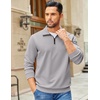image:imageCOOFANDY Mens Quarter Zip Pullover Sweatshirts Lightweight Long Sleeve Mock Neck Sweater PoloLight Grey
