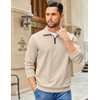 image:imageCOOFANDY Mens Quarter Zip Pullover Sweatshirts Lightweight Long Sleeve Mock Neck Sweater PoloLight Khaki