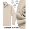 image:imageCOOFANDY Mens Quarter Zip Pullover Sweatshirts Lightweight Long Sleeve Mock Neck Sweater PoloLight Khaki