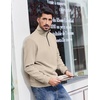 image:imageCOOFANDY Mens Quarter Zip Pullover Sweatshirts Lightweight Long Sleeve Mock Neck Sweater PoloLight Khaki