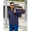 image:imageCOOFANDY Mens Quarter Zip Pullover Sweatshirts Lightweight Long Sleeve Mock Neck Sweater PoloNavy Blue