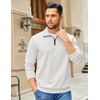 image:imageCOOFANDY Mens Quarter Zip Pullover Sweatshirts Lightweight Long Sleeve Mock Neck Sweater PoloWhite