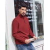 image:imageCOOFANDY Mens Quarter Zip Pullover Sweatshirts Lightweight Long Sleeve Mock Neck Sweater PoloWine Red