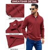 image:imageCOOFANDY Mens Quarter Zip Pullover Sweatshirts Lightweight Long Sleeve Mock Neck Sweater PoloWine Red