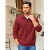 image:imageCOOFANDY Mens Quarter Zip Pullover Sweatshirts Lightweight Long Sleeve Mock Neck Sweater PoloWine Red