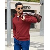 image:imageCOOFANDY Mens Quarter Zip Pullover Sweatshirts Lightweight Long Sleeve Mock Neck Sweater PoloWine Red