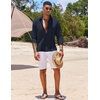 image:imageCOOFANDY Mens Shirt Long Sleeve Casual Shirt for Men Beach Wedding Outfit Navy Blue