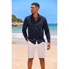 image:imageCOOFANDY Mens Shirt Long Sleeve Casual Shirt for Men Beach Wedding Outfit Navy Blue