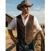 image:imageCOOFANDY Mens Suede Leather Vest Cowboy Western Waistcoat Casual Slim Fit Suit Vest01coffe