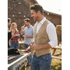 image:imageCOOFANDY Mens Suede Leather Vest Cowboy Western Waistcoat Casual Slim Fit Suit VestBeige
