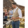 image:imageCOOFANDY Mens Suede Leather Vest Cowboy Western Waistcoat Casual Slim Fit Suit VestBeige With Pattern